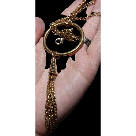 Bohemian Gold Hoop Pendant Tassel Neckalce - Picture 7 of 8